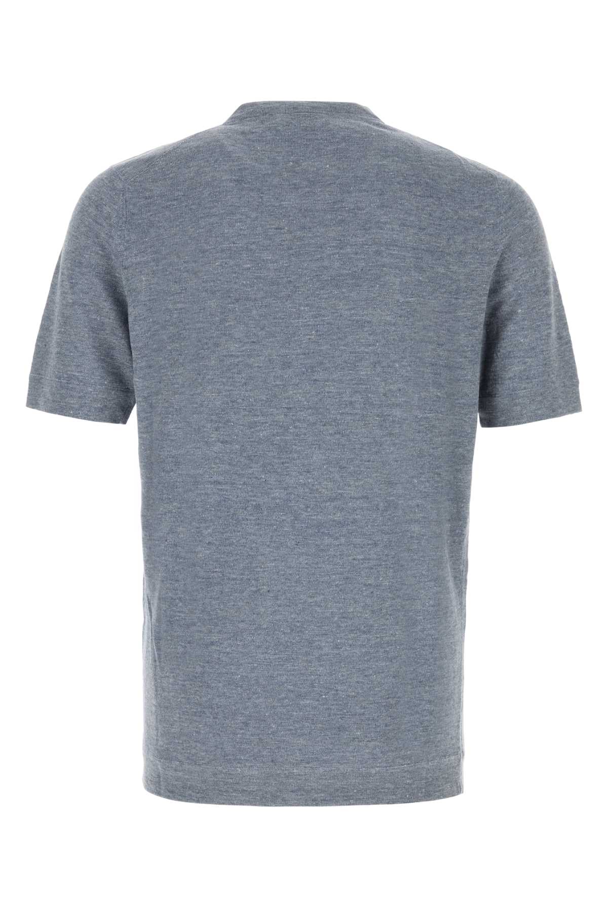 Melange Air Force Blue Linen Blend Sweater Cartazucchero Exterior: Cotton Maglieria