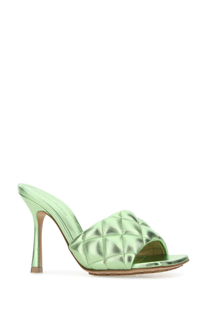 Light Green Nappa Leather Padded Sandals 3505 Sandali
