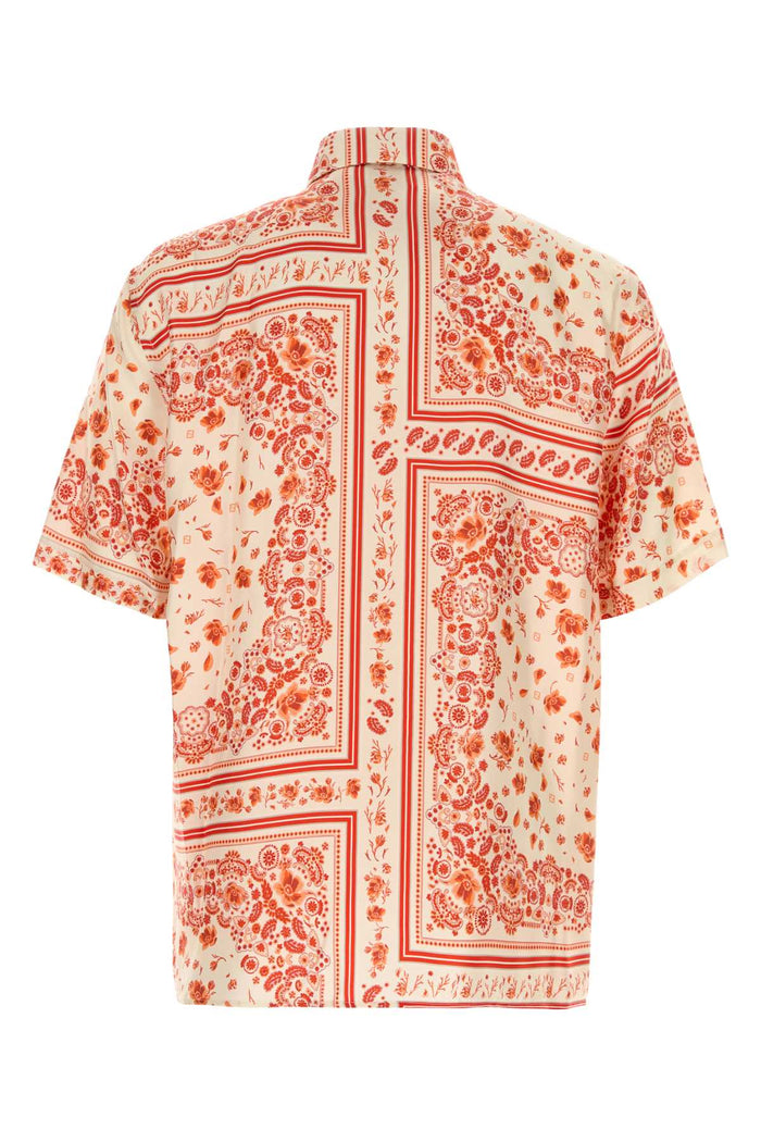 Printed Silk Shirt Coral Exterior: Camicie