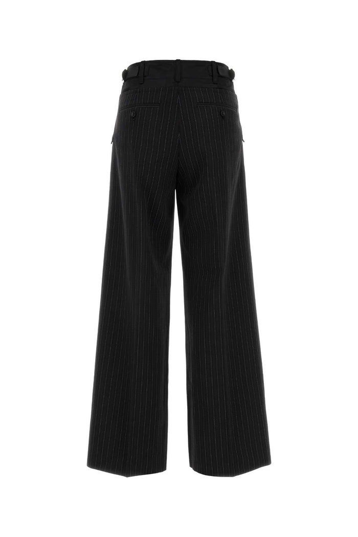 Embroidered Polyester Blend Pant Black Exterior: Wool Pantaloni