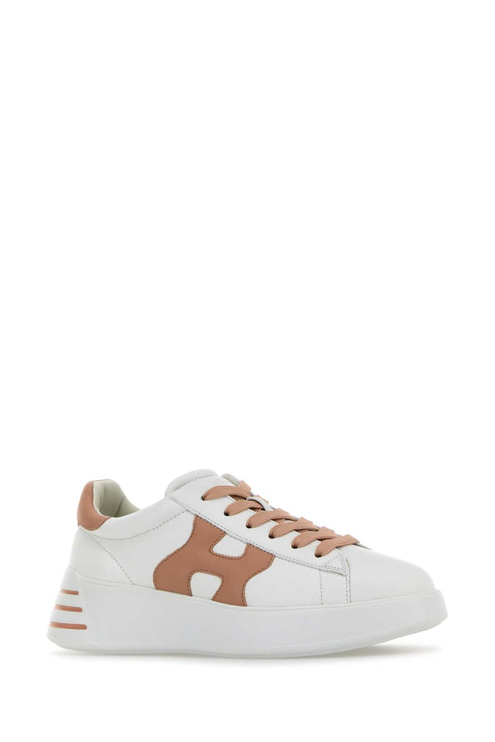 White Nappa Leather Hogan Rebel Sneakers B001s014