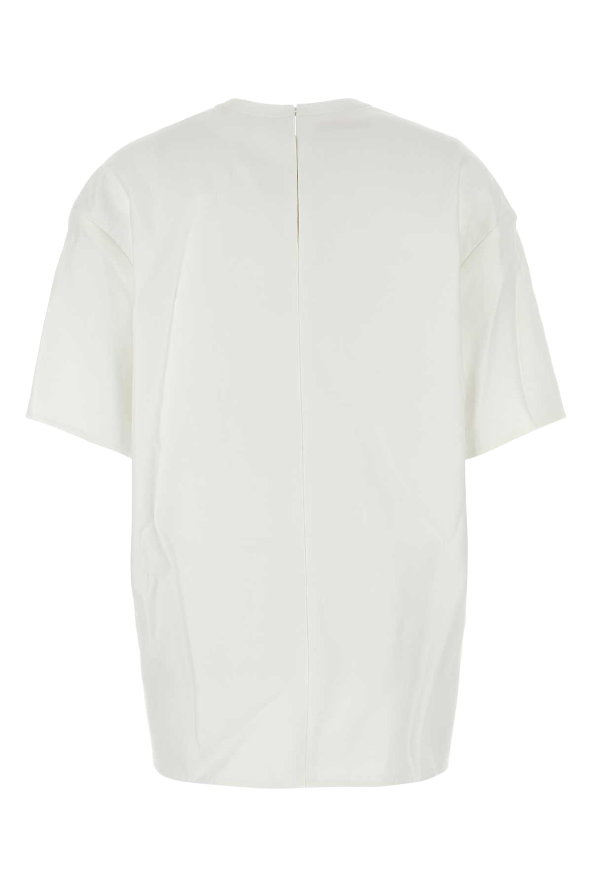 White Cotton Blend T-Shirt Bianco Exteiror: Nylon