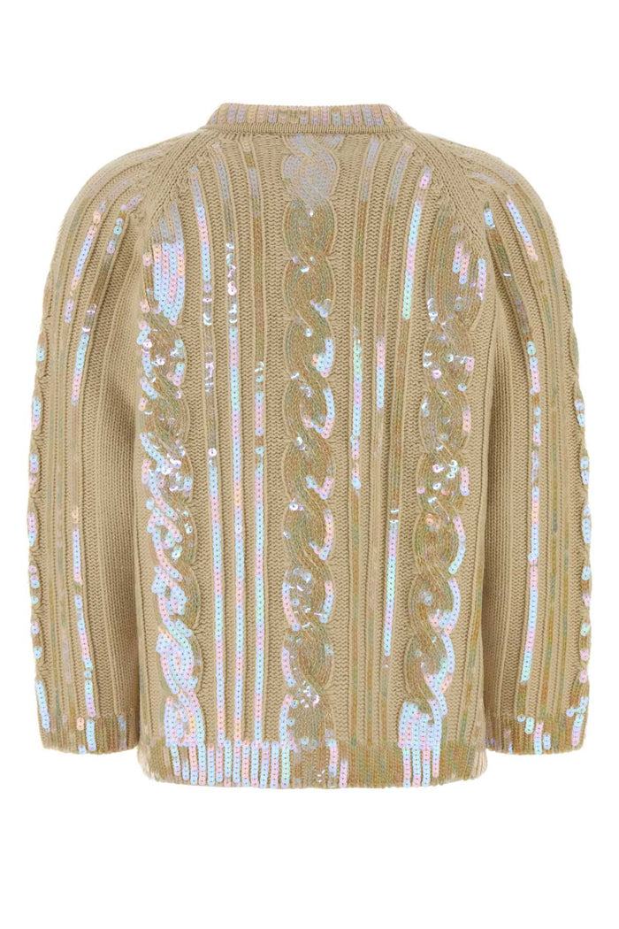 Beige Wool Cardigan Betulla Exterior: Virgin Maglieria