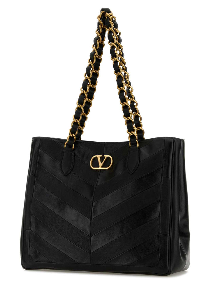 Black Leather Laseine Shopping Bag Nero Borse A Mano
