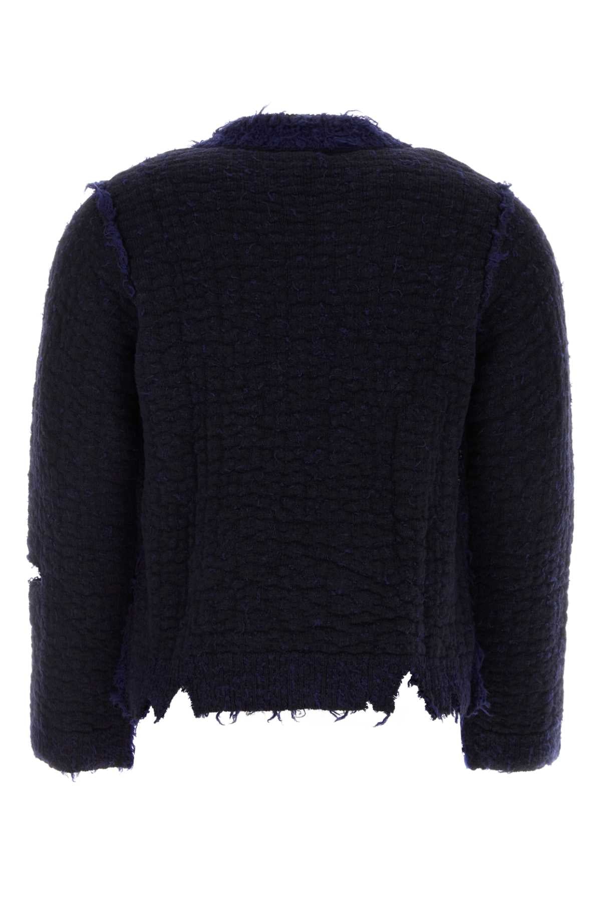 Two-Tone Wool Blend Sweater Navy Maglieria