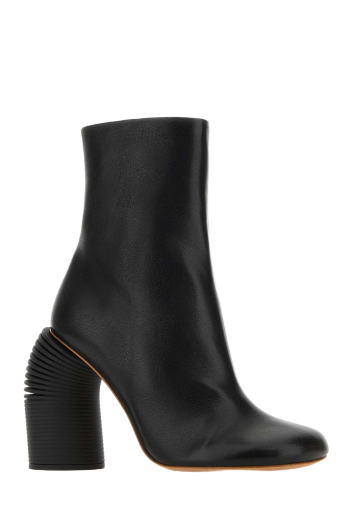 Black Leather Spring Ankle Boots Blkblk Stivali