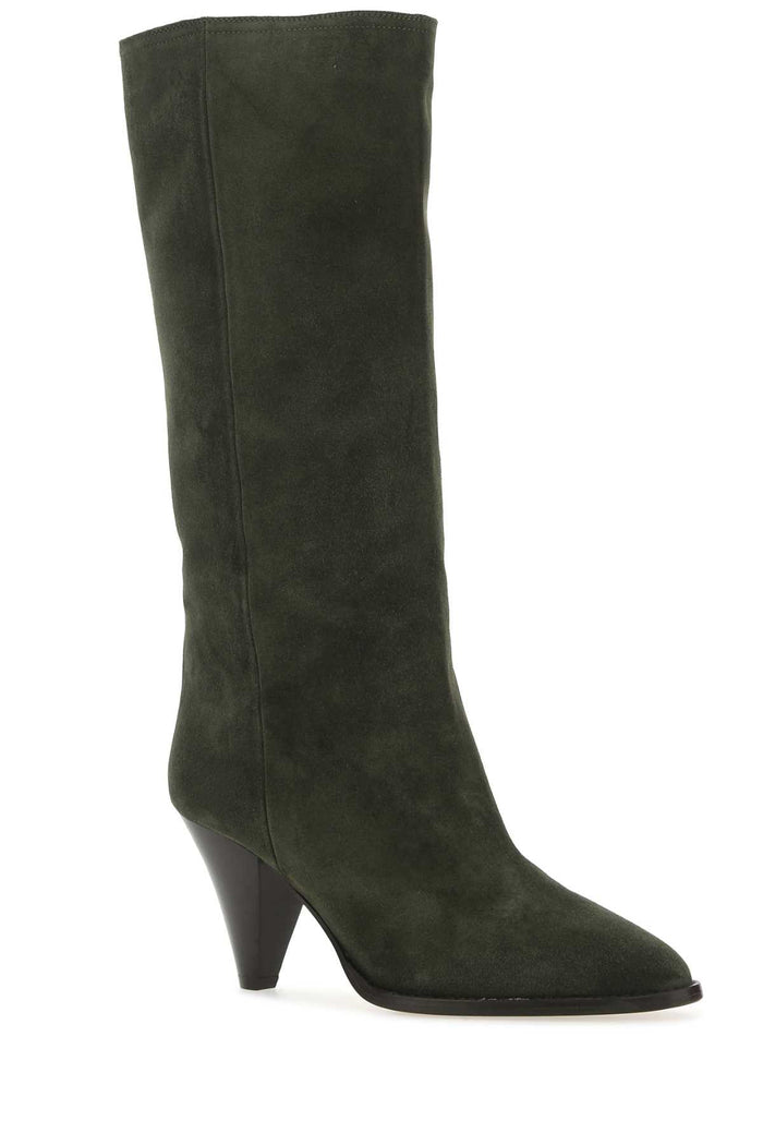 Dark Green Suede Lispa Boots 67ki Stivali