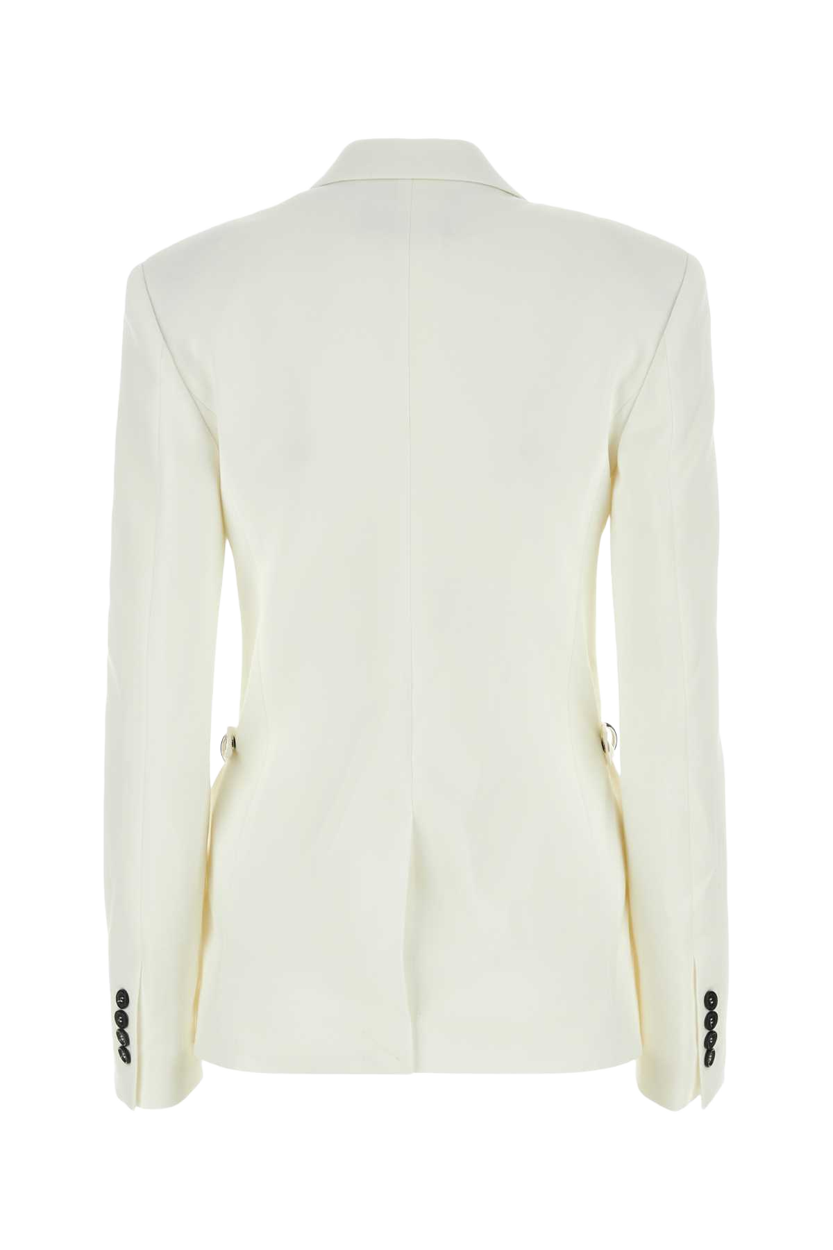 White Stretch Polyester Blend Blazer Giacche E Gilet