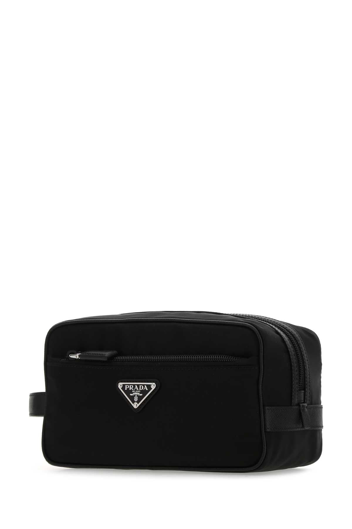 Black Re-Nylon Beauty Case Nero Poliammidericiclata-vitello