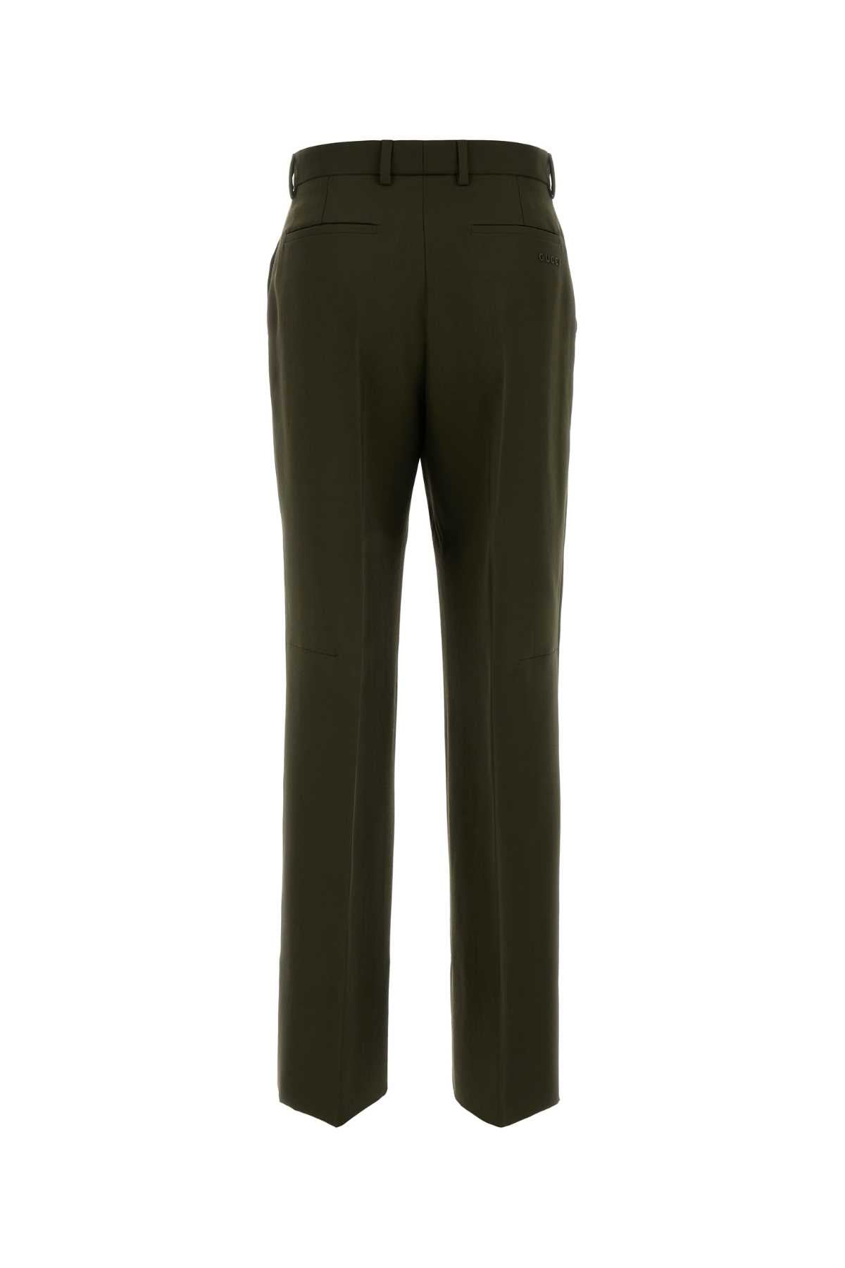 Olive Green Wool Blend Pant Exterior: Mohair Pantaloni