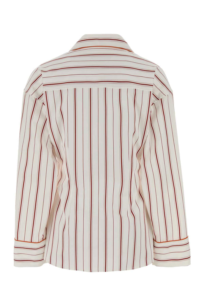 Embroidered Poplin Shirt Rigato Exterior: Cotton Silk Camicie