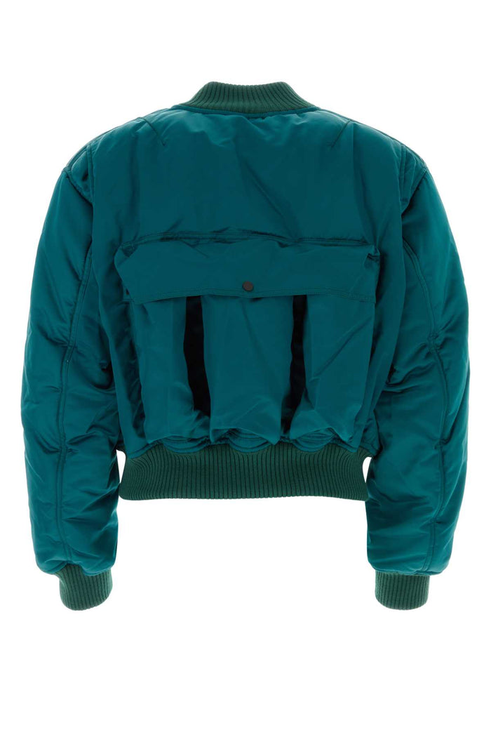 Petrol Blue Bomber Jacket Technical Satin Giubbini