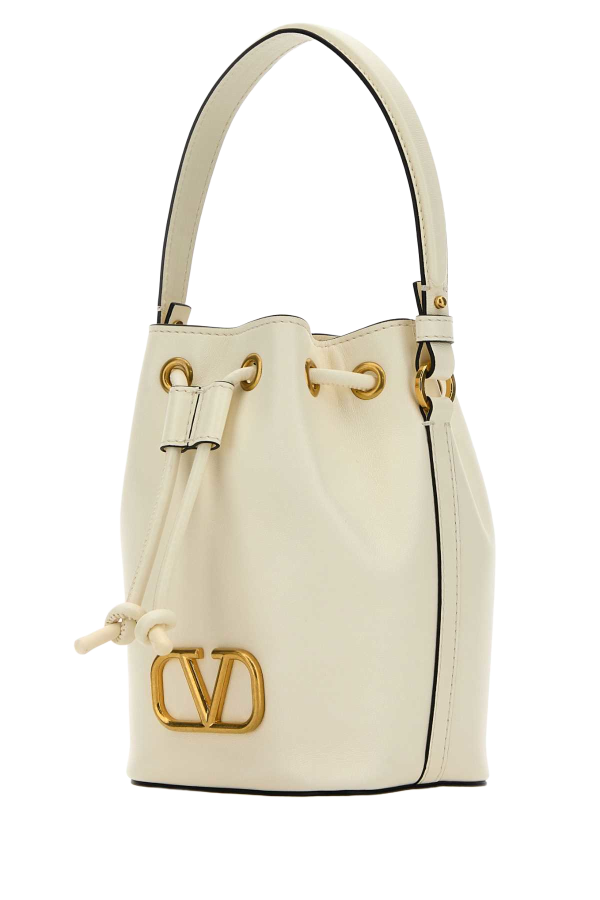 Ivory Nappa Leather Vlogo Signature Bucket Bag Clutch