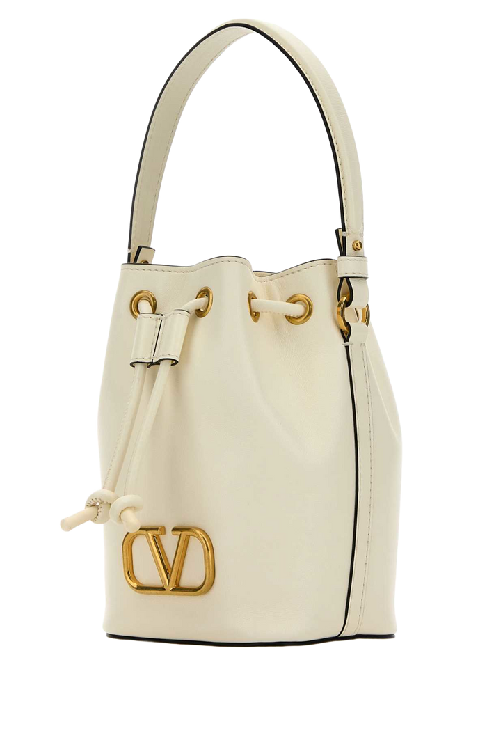 Ivory Nappa Leather Vlogo Signature Bucket Bag Clutch