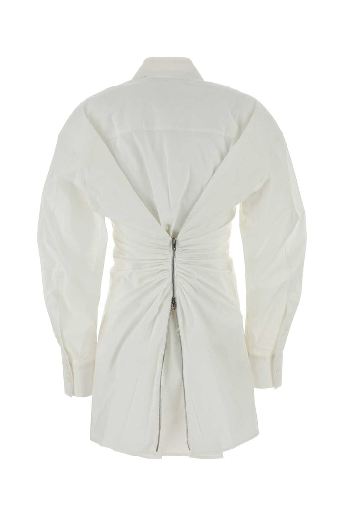White Stretch Poplin Shirt Dress Exterior: Cotton Elastane Abiti