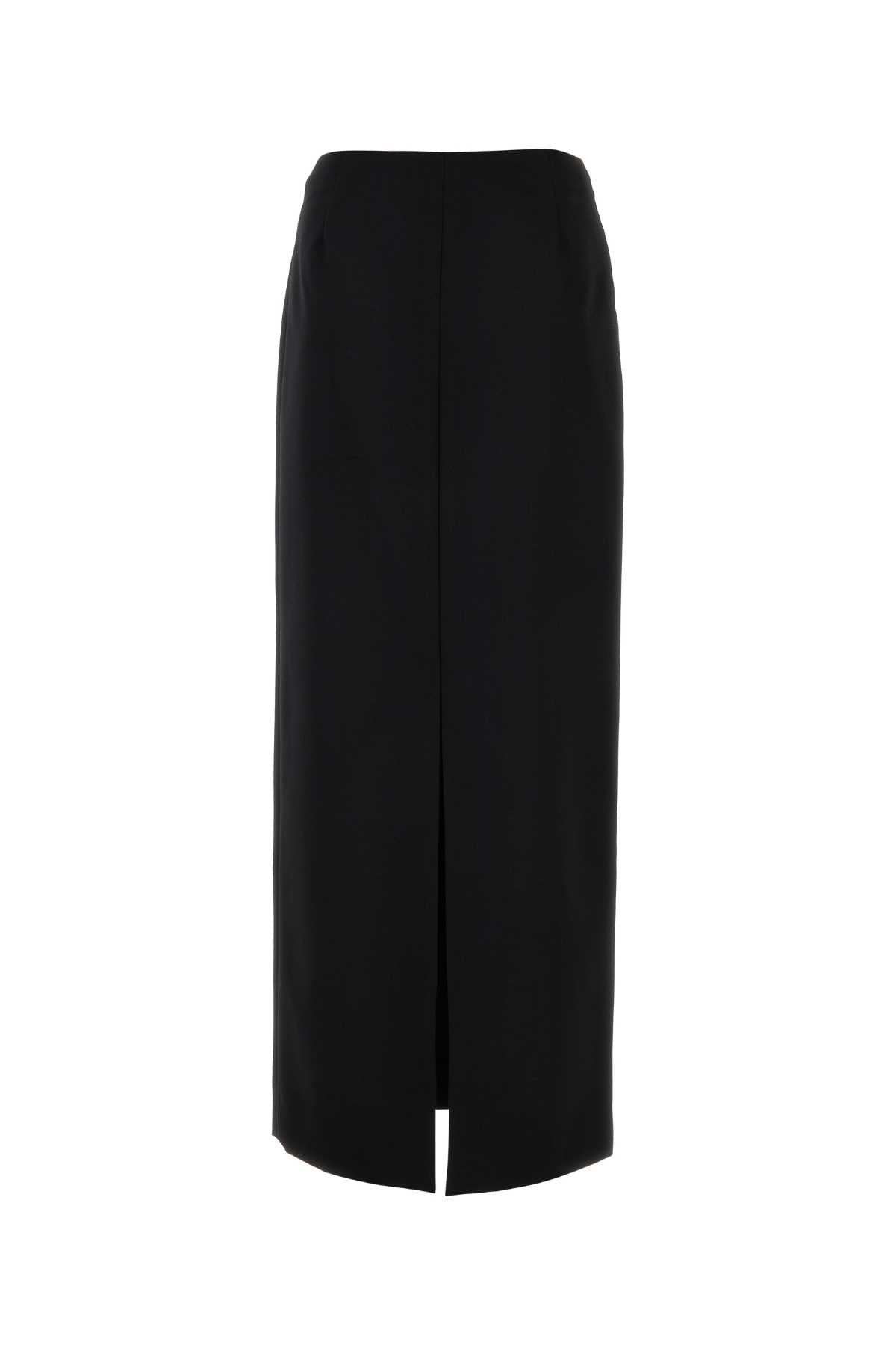Black Wool Blend Skirt Exterior: Virgin Mohair Gonne