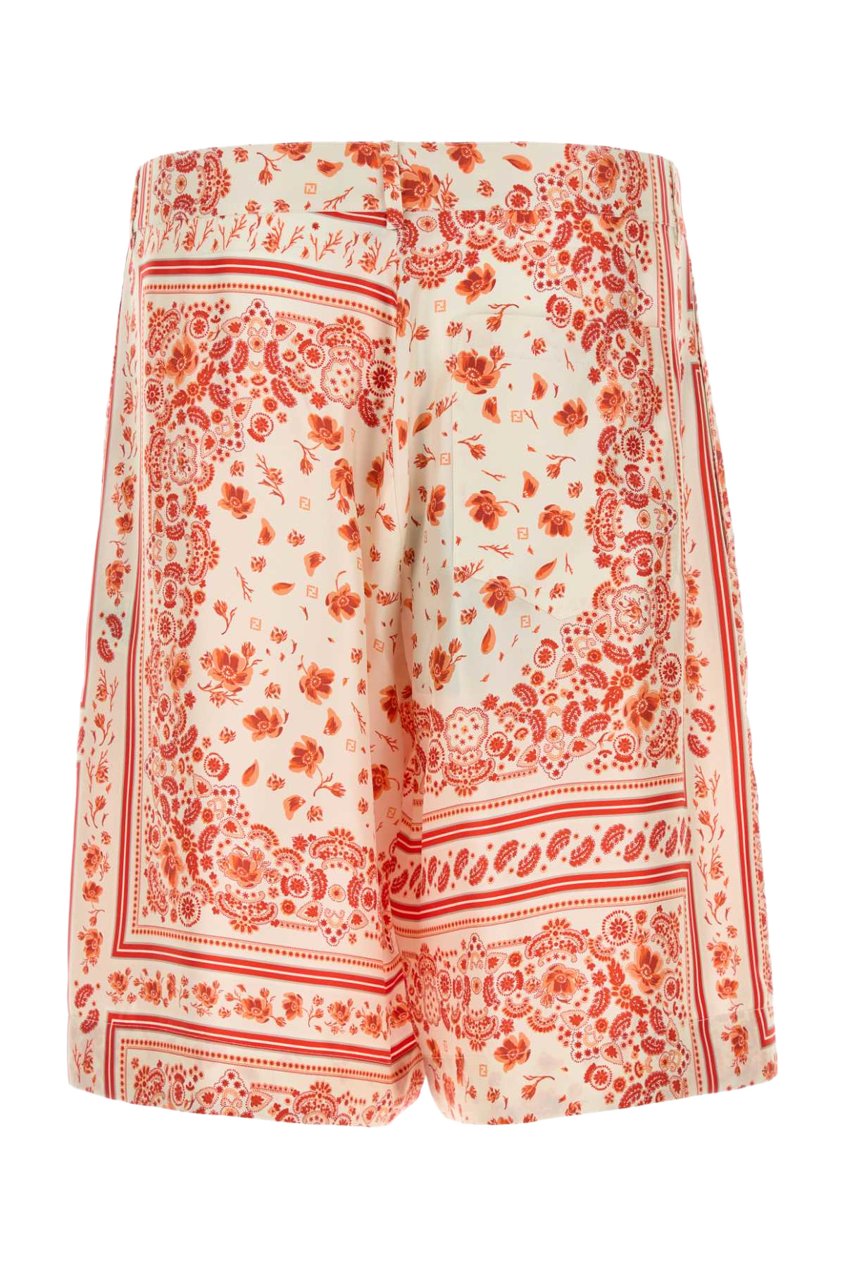 Printed Silk Bermuda Shorts Coral Exterior