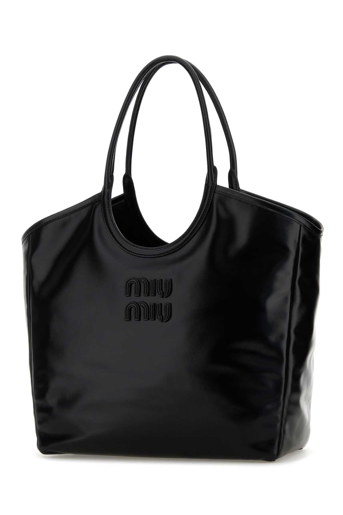 Black Leather Shopping Bag Nero Borse A Mano