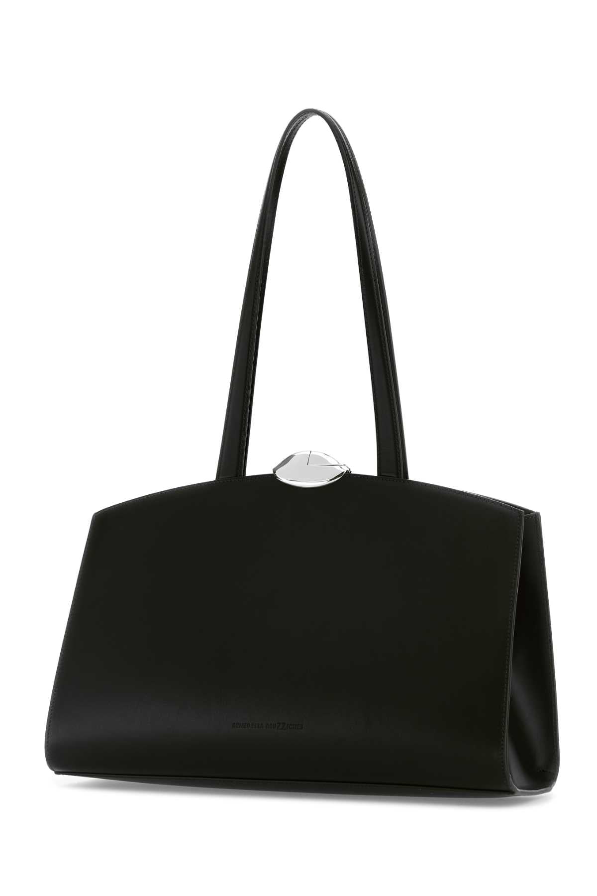 Black Leather Serena Shopping Bag Nightly Borse A Mano
