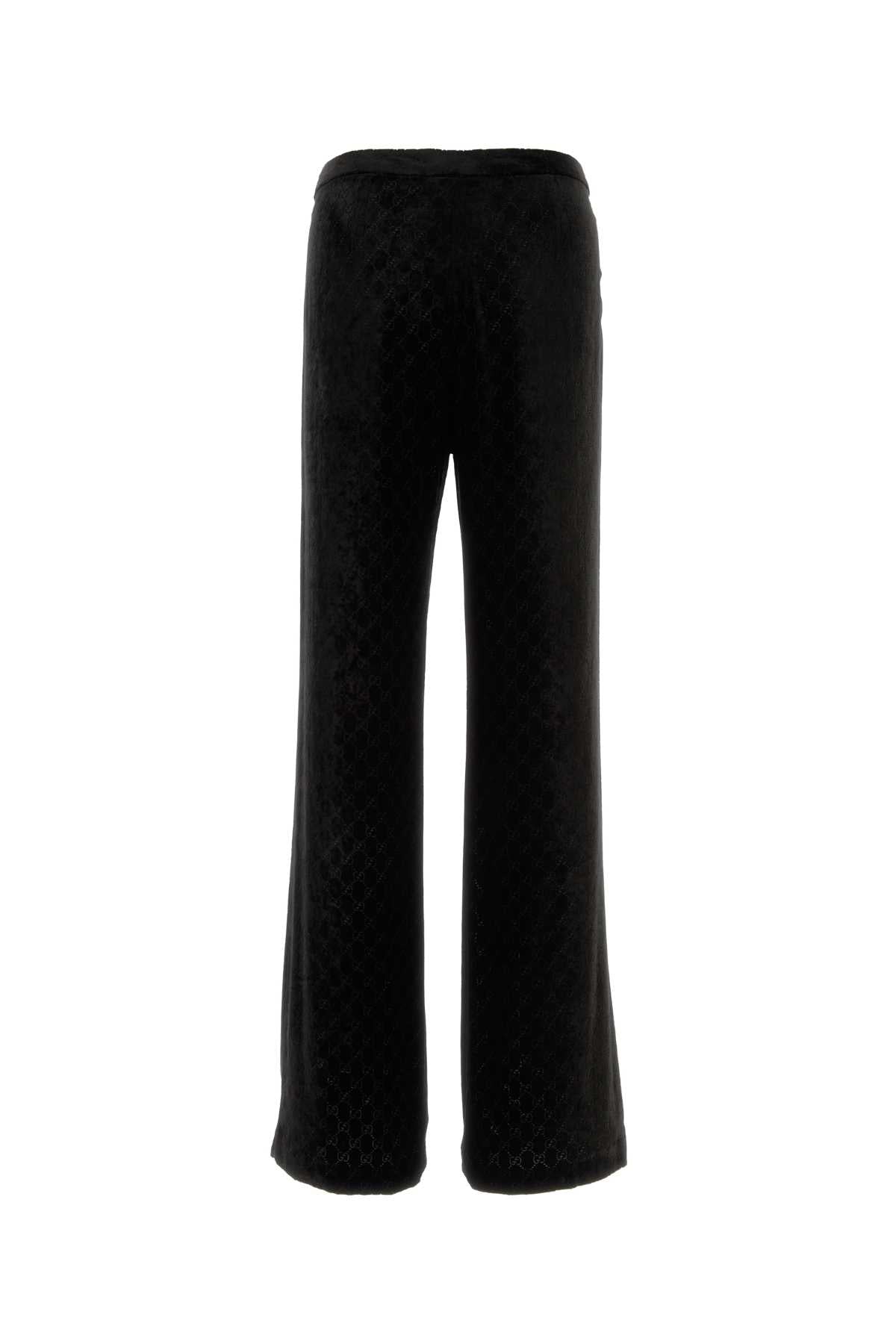 Black Viscose Mix Pantaloni
