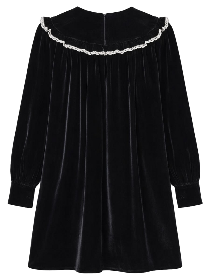 Mini Velvet Dress Black Recycled Polyester Elastane