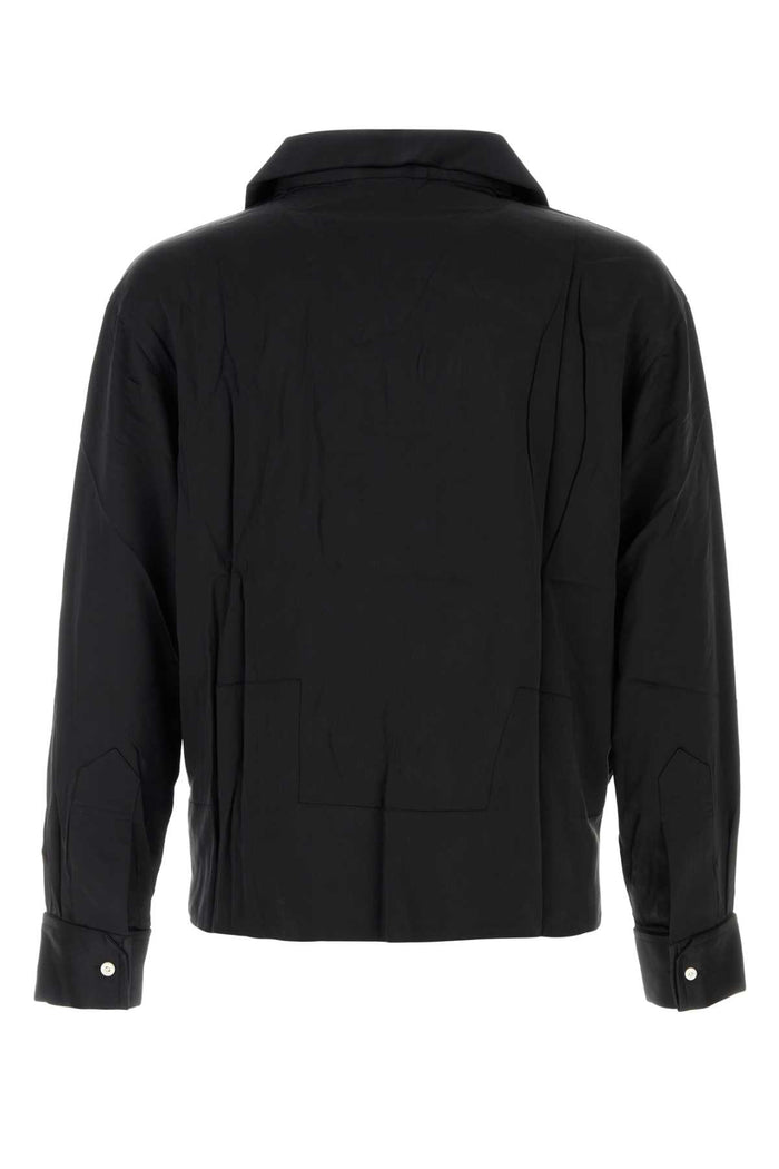 Black Satin Maze Blouse Exterior: Silk Camicie