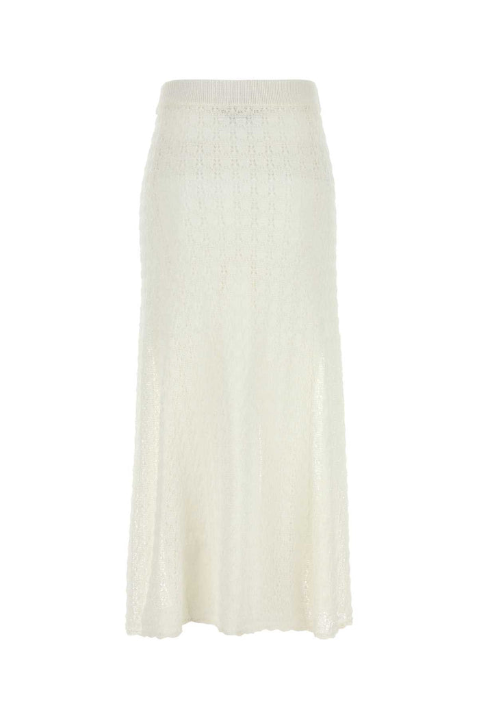 White Crochet Skirt Egret Exterior: Viscose Nylon Gonne