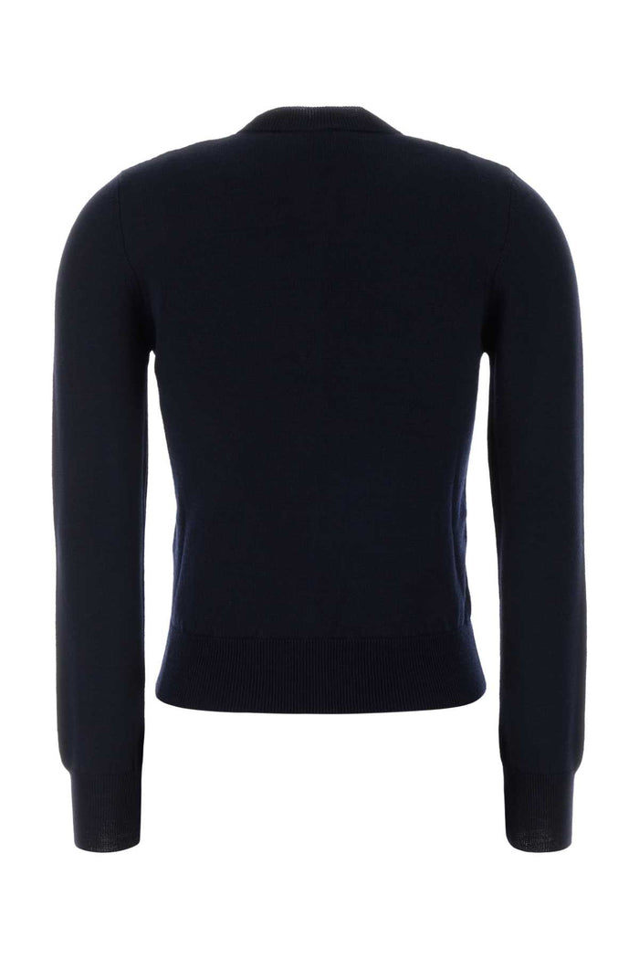 Dark Blue Wool Blend Rosa Cardigan Darknavy Exterior: Virgin Cotton Maglie
