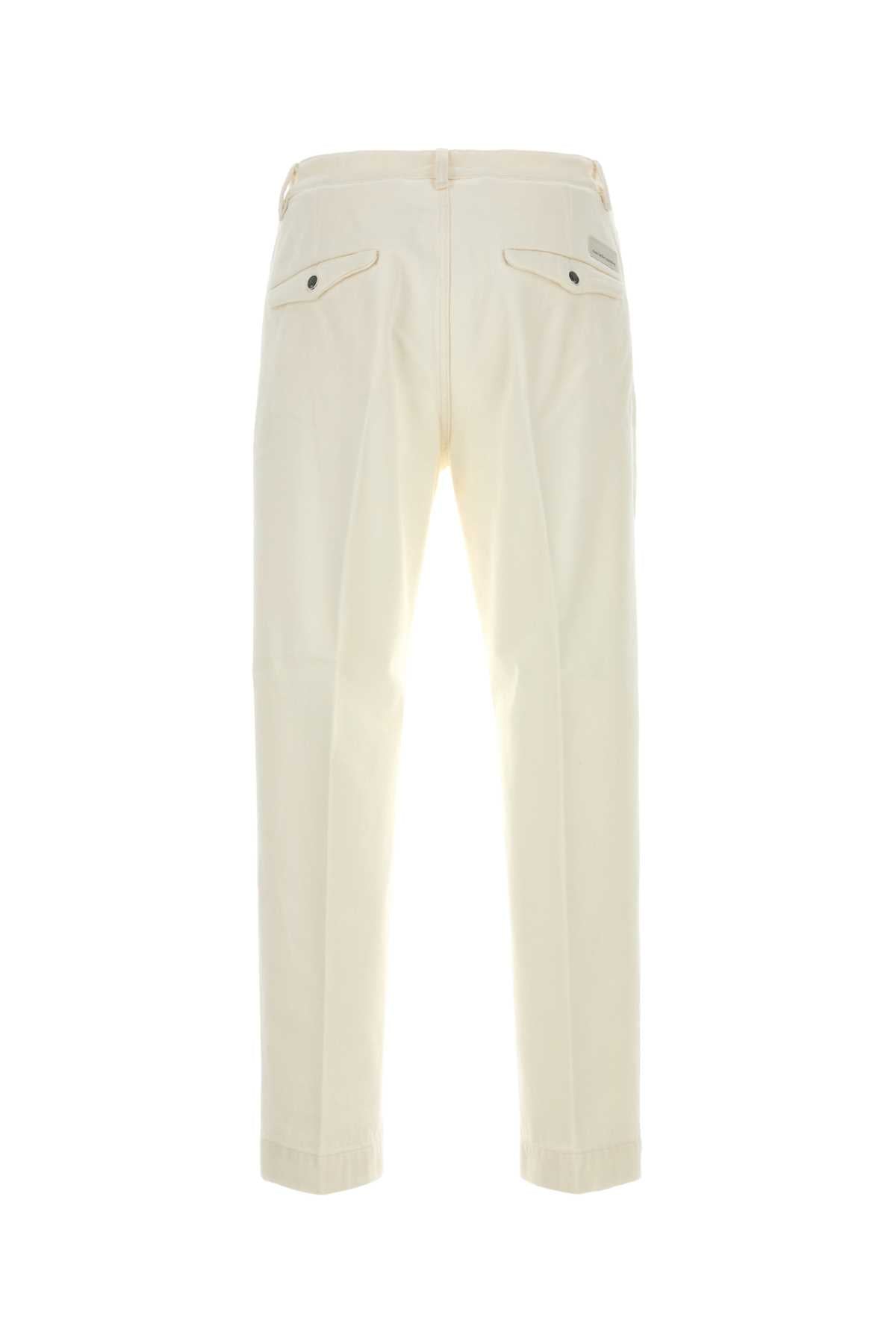 White Cotton Tim Pant Milk Exterior: Pantaloni