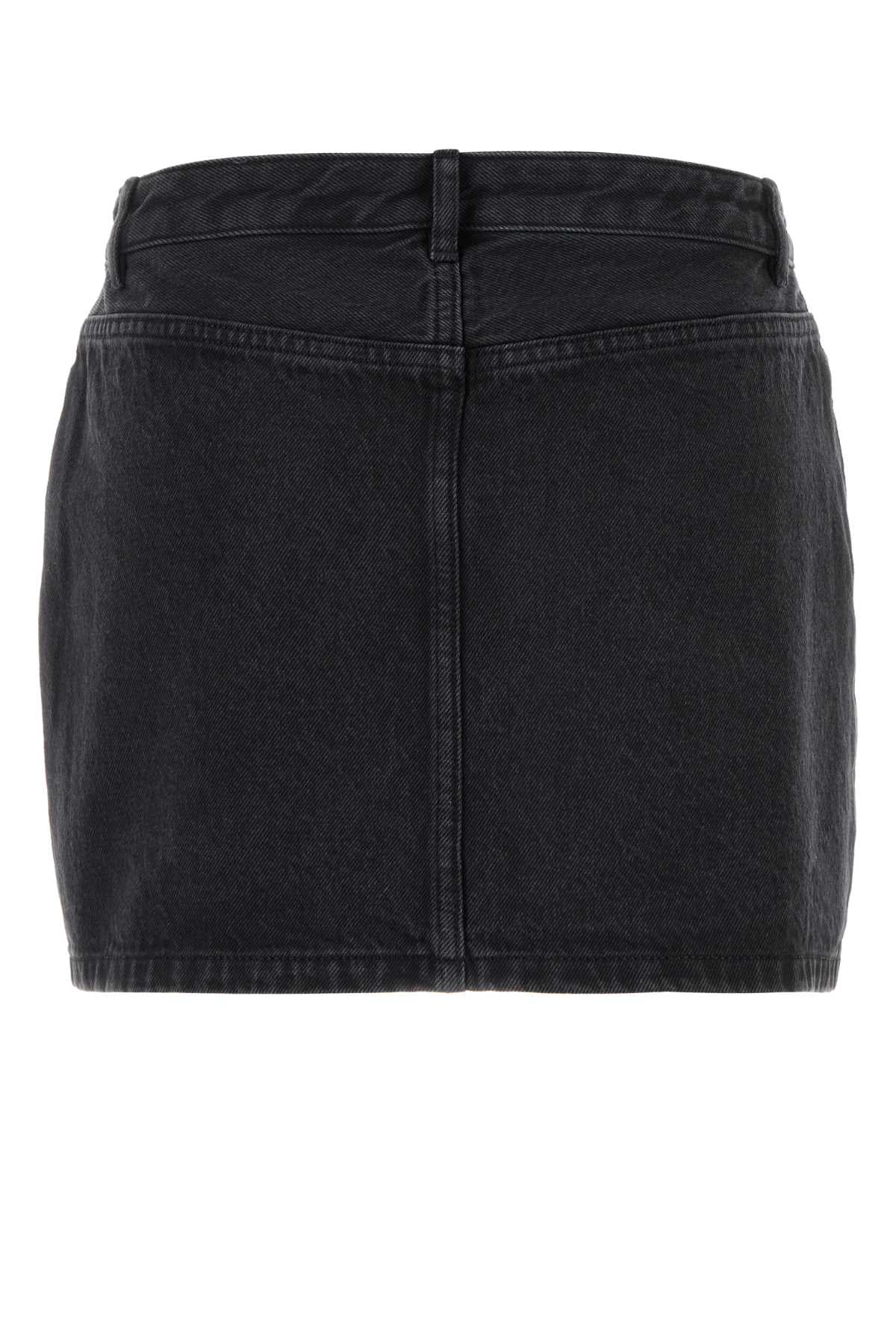Black Denim Mini Skirt Washedblack Exterior: Cotton Gonne