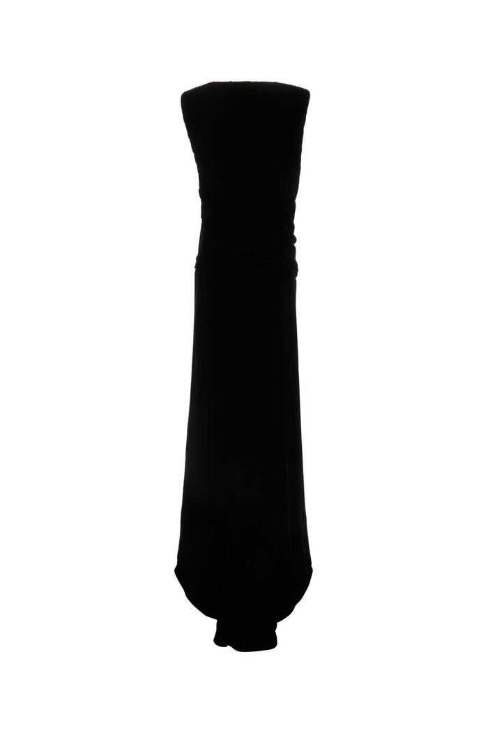 Black Velvet Long Dress Nero Exteiror: Viscose Silk Abiti Lunghi