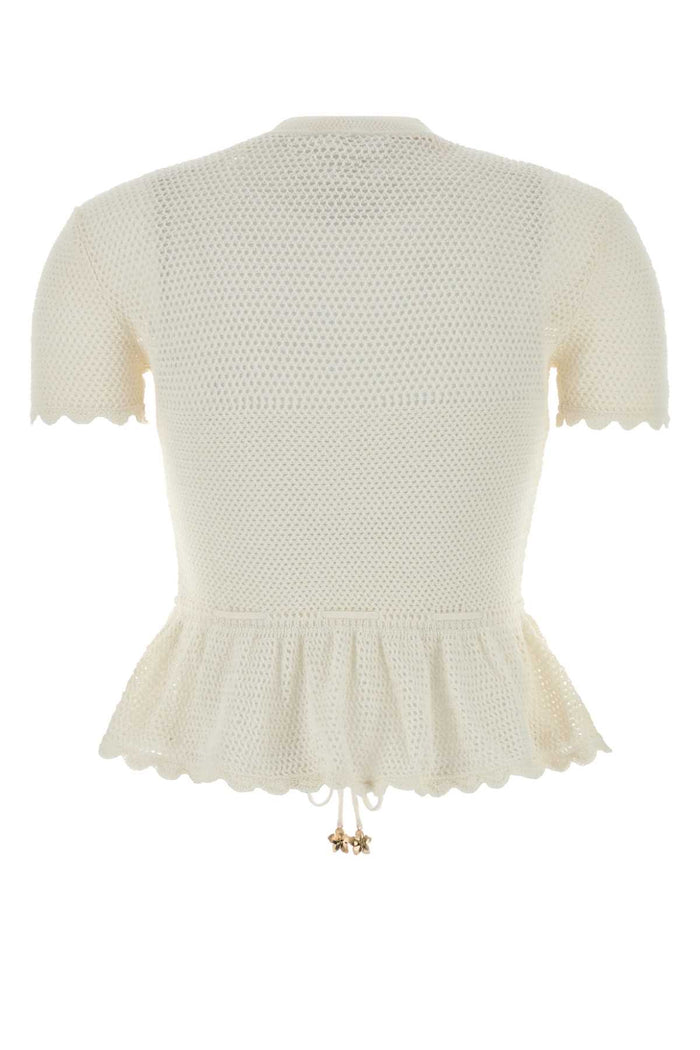 Ivory Crochet Sweater White Exterior: Cotton Polyester Maglie