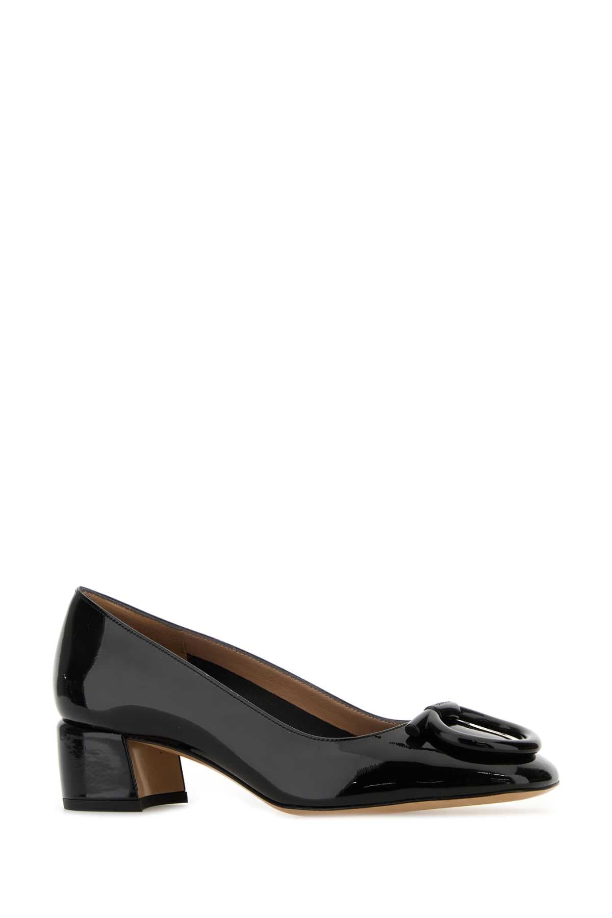 Black Leather Mara Pumps Neroamarettinero Upper: Bos Taurus (patent) Scarpe Con Tacco