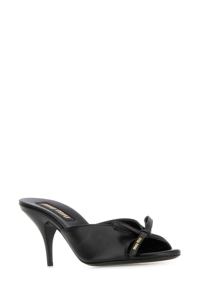 Black Nappa Leather Mules Nero Sandali