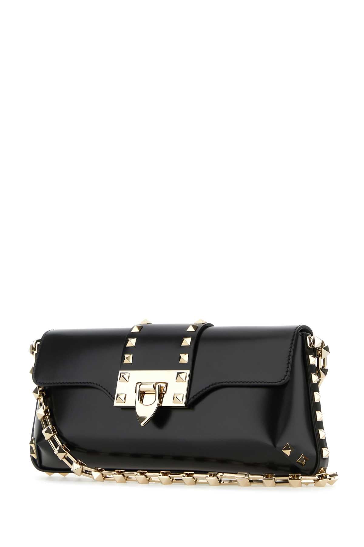 Black Leather Rockstud Shoulder Bag Nero Borse A Tracolla