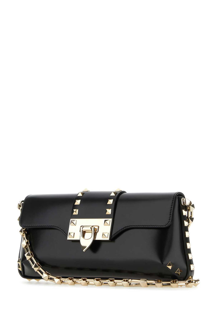 Black Leather Rockstud Shoulder Bag Nero Borse A Tracolla