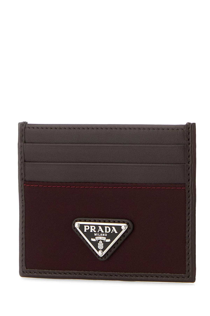 Dark Brown Leather Card Holder Bordeaux Portafogli
