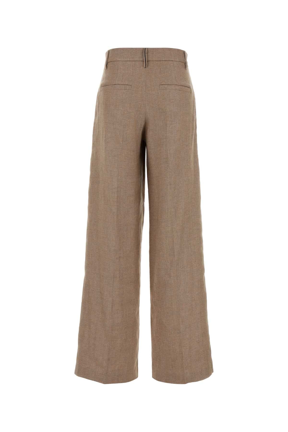 Cappuccino Linen Blend Wide-Leg Pant C920 Pantaloni