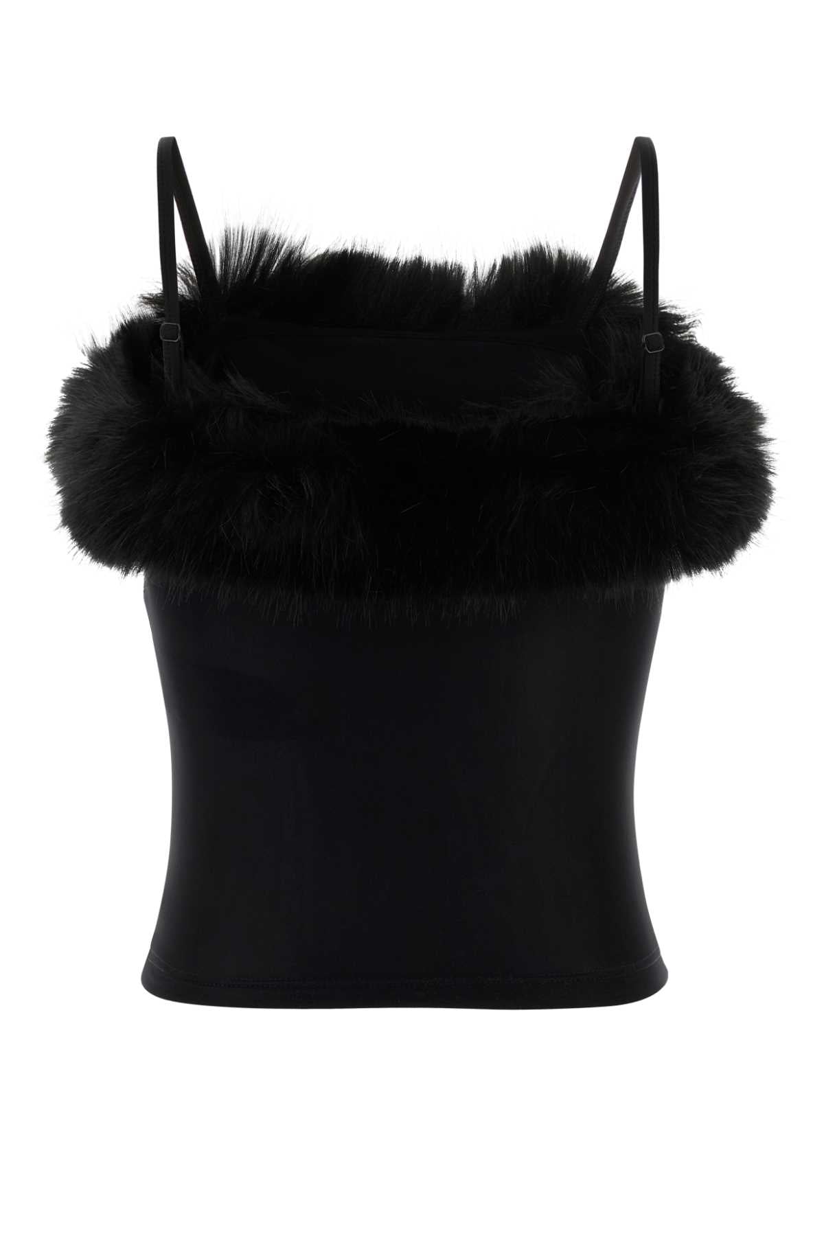 Black Stretch Nylon Top Black/black Maglie