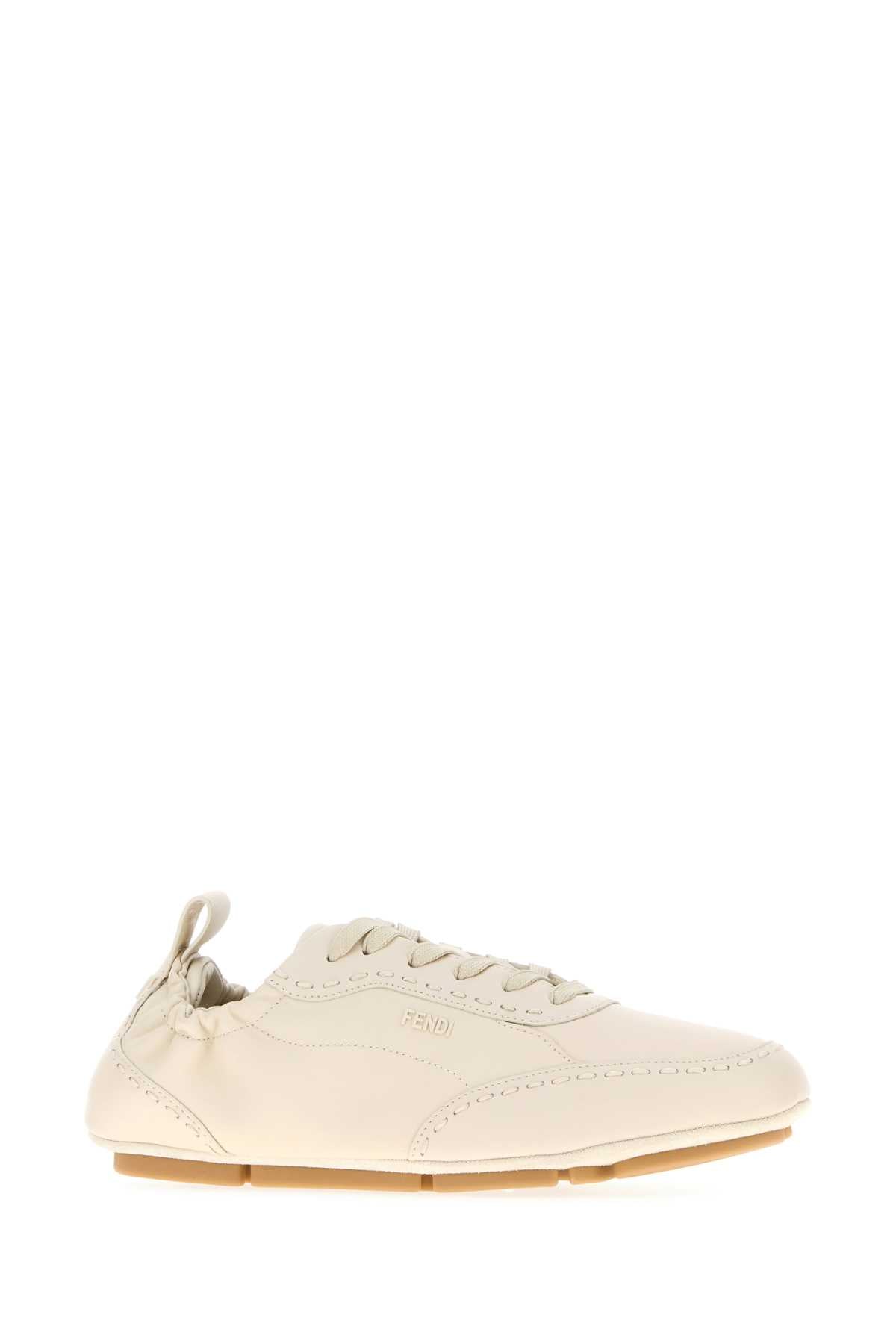 Ivory Leather Fendi Fit Sneakers Bianco