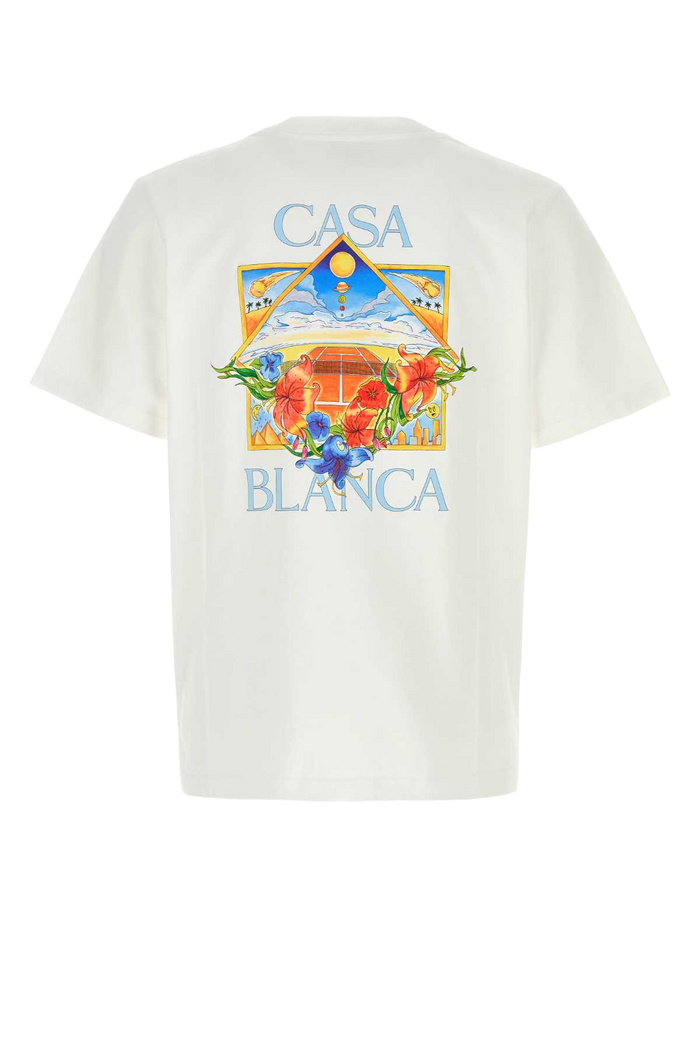 White Cotton T-Shirt Flowercourticon Exterior: Organic