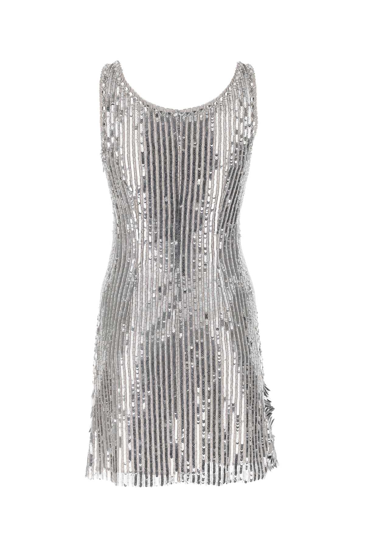 Silver Sequins Mini Dress 0471 Abiti