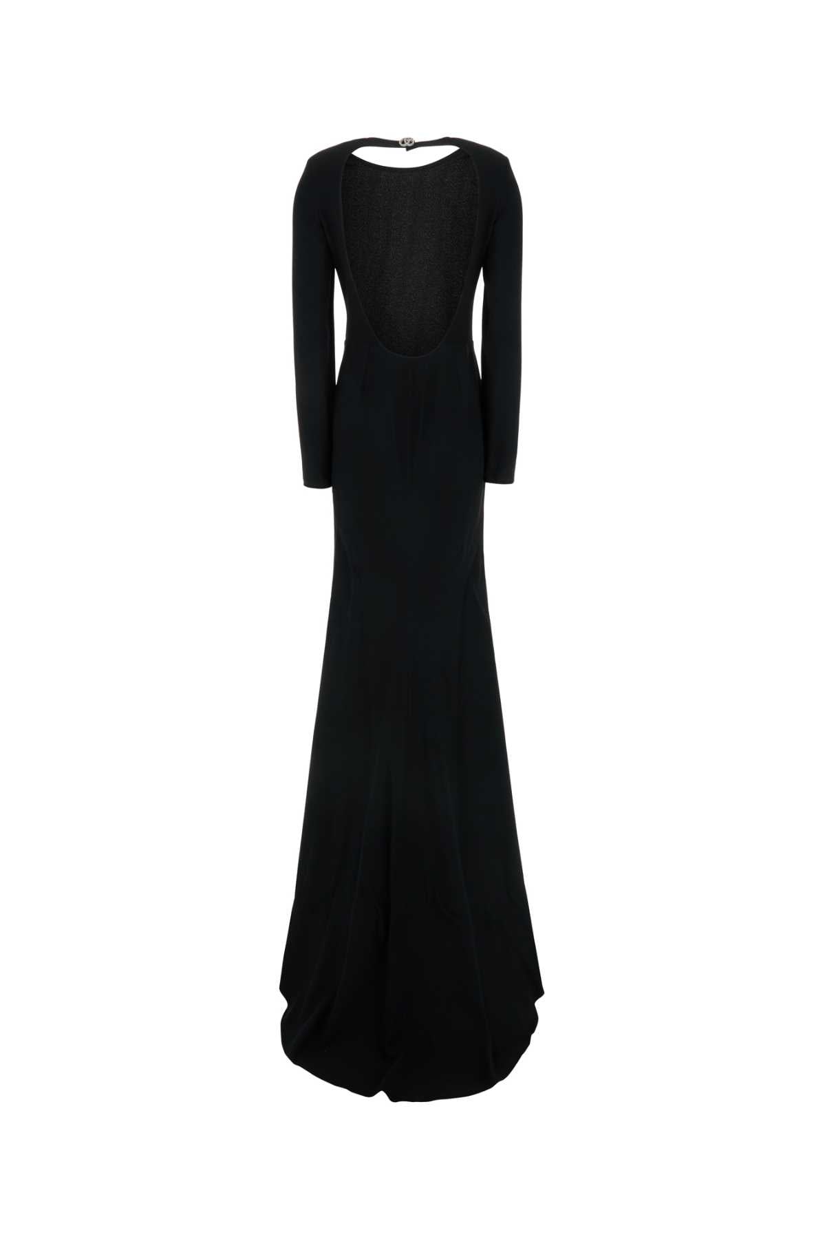 Black Crepe Long Dress Exterior: Acetate Viscose Abiti Lunghi