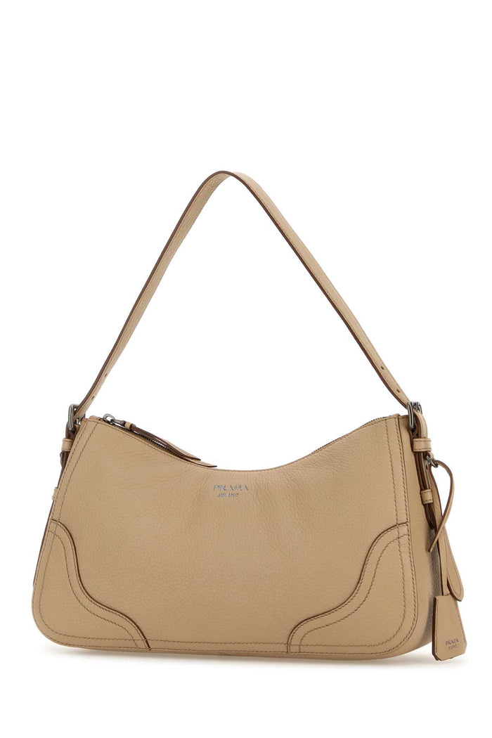 Beige Leather Shoulder Bag Sabbia Borse A Mano