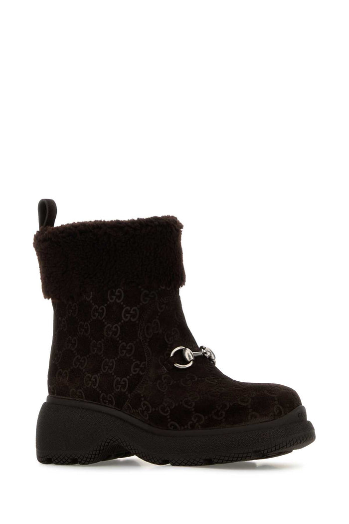 Dark Brown Suede Ankle Boots Stivali
