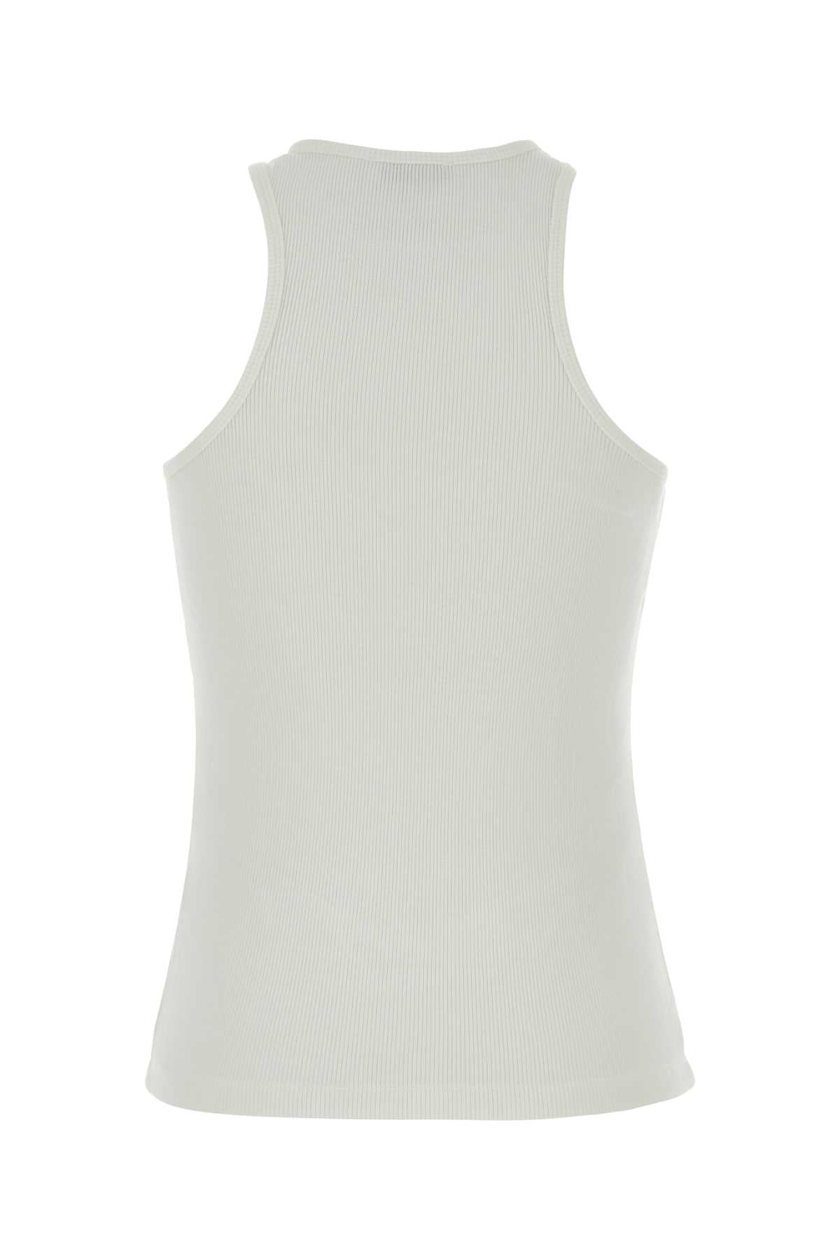 White Stretch Viscose Cole Tank Top Ivory Exterior: Elastane Maglie