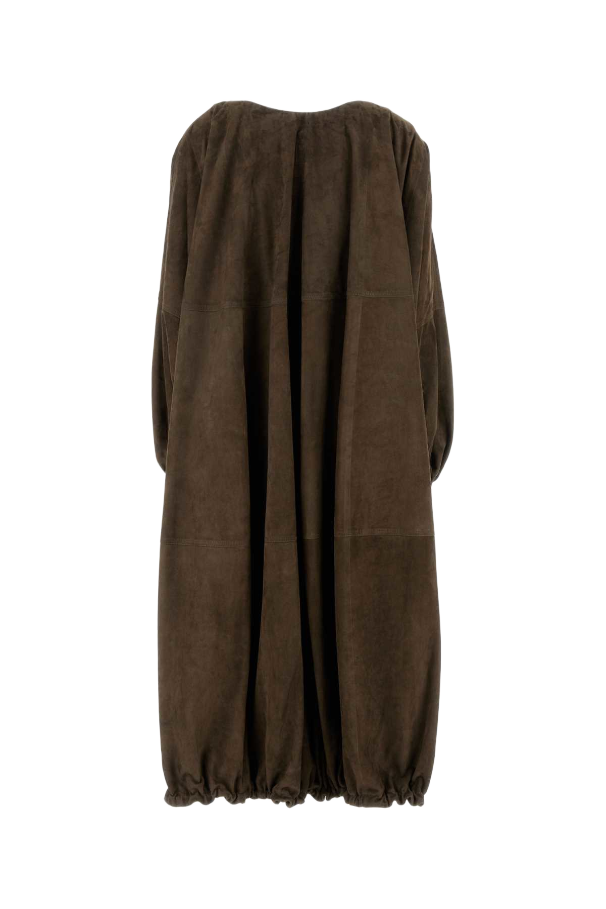 Brown Suede Overcoat Concrete Exterior: Lamb Cappotti