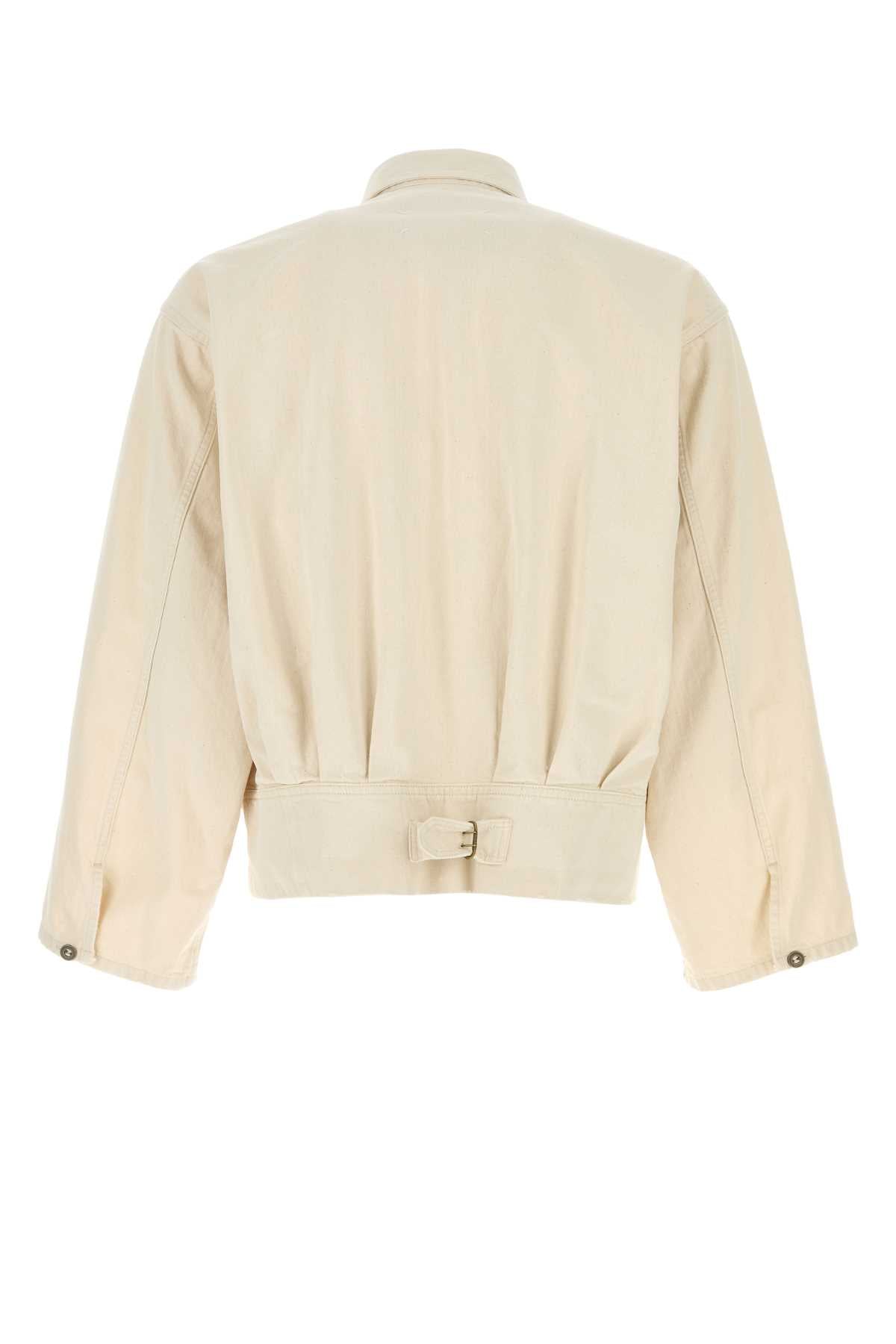 Melange Sand Denim Jacket Ecru Exterior: Cotton Giacche E Gilet