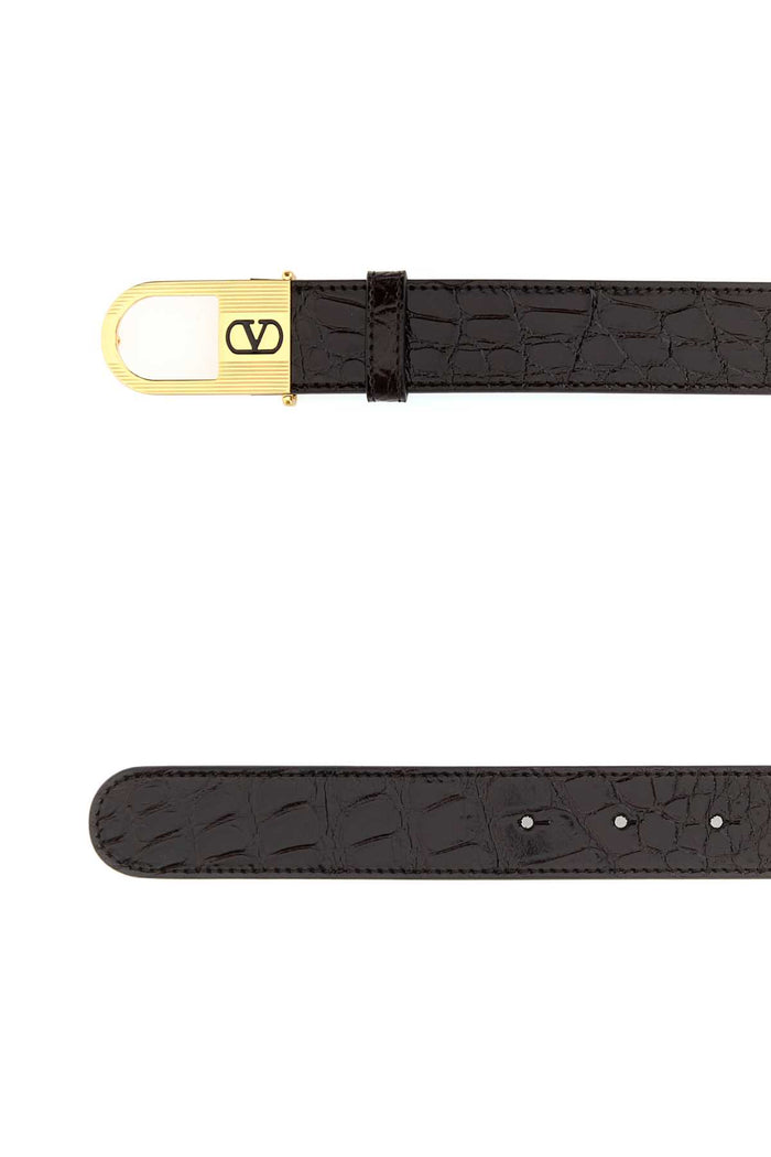 Dark Brown Leather Vlogo Signature Belt Oakbrownnero Cinture