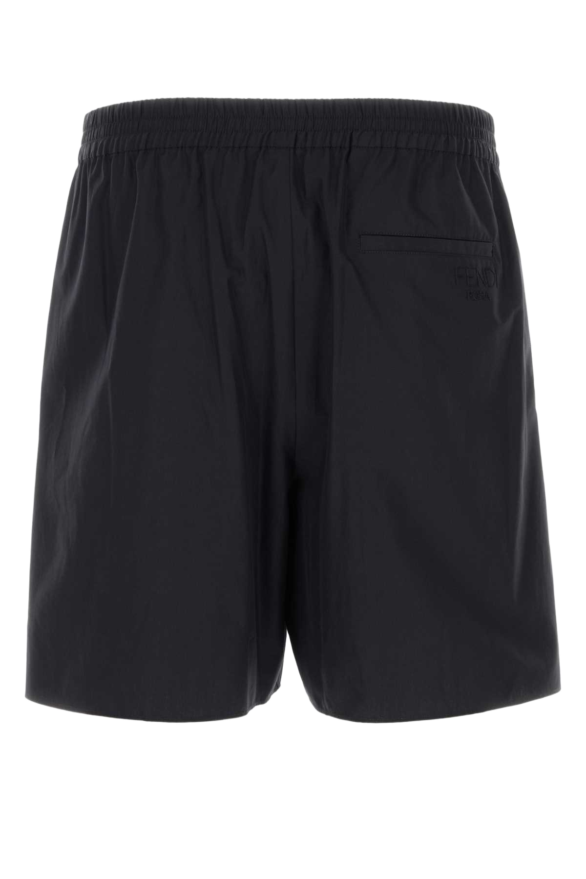 Black Poplin Bermuda Shorts Nero Exterior: Cotton